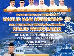 Muhammad Rudi Undang Warga Batam Hadiri Peresmian Revitalisasi Masjid Agung