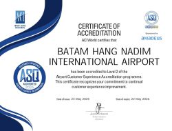 Bandara Internasional Hang Nadim Batam Raih Akreditasi Costumer Experience Bandara Level 2